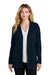Port Authority LSW2890 Womens Easy Care Open Front Long Sleeve Cardigan Sweater w/ Pockets River Navy Blue Model Front