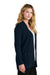 Port Authority LSW2890 Womens Easy Care Open Front Long Sleeve Cardigan Sweater w/ Pockets River Navy Blue Model Side