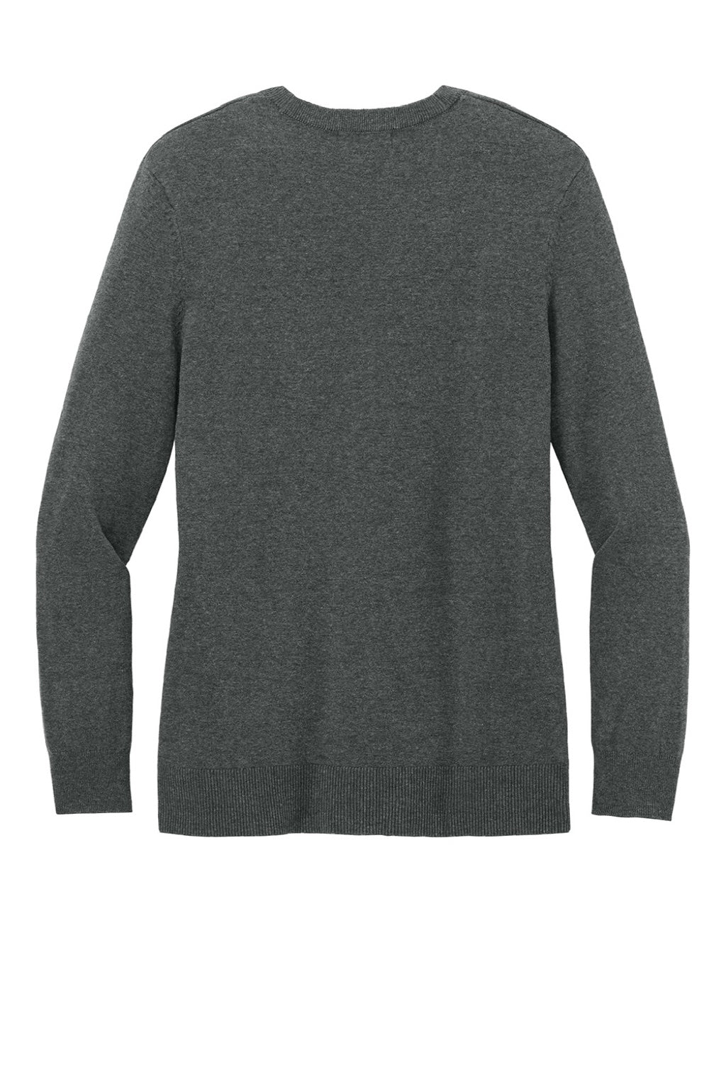 Port Authority LSW4150 Womens Easy Care Button Front Long Sleeve Cardigan Sweater w/ Pockets Heather Charcoal Grey Flat Back