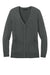 Port Authority LSW4150 Womens Easy Care Button Front Long Sleeve Cardigan Sweater w/ Pockets Heather Charcoal Grey Flat Front