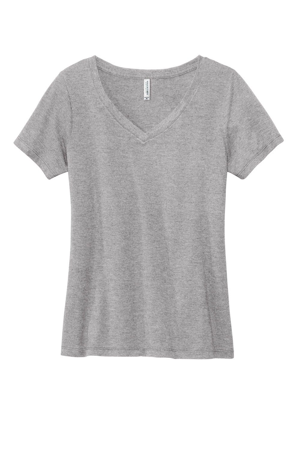Volunteer Knitwear LVL45V Womens USA Made Daily Short Sleeve V-Neck T-Shirt Heather Grey Flat Front