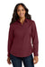 Port Authority LW100 Womens Carefree Stain Resistant Long Sleeve Button Down Shirt Burgundy Model Front