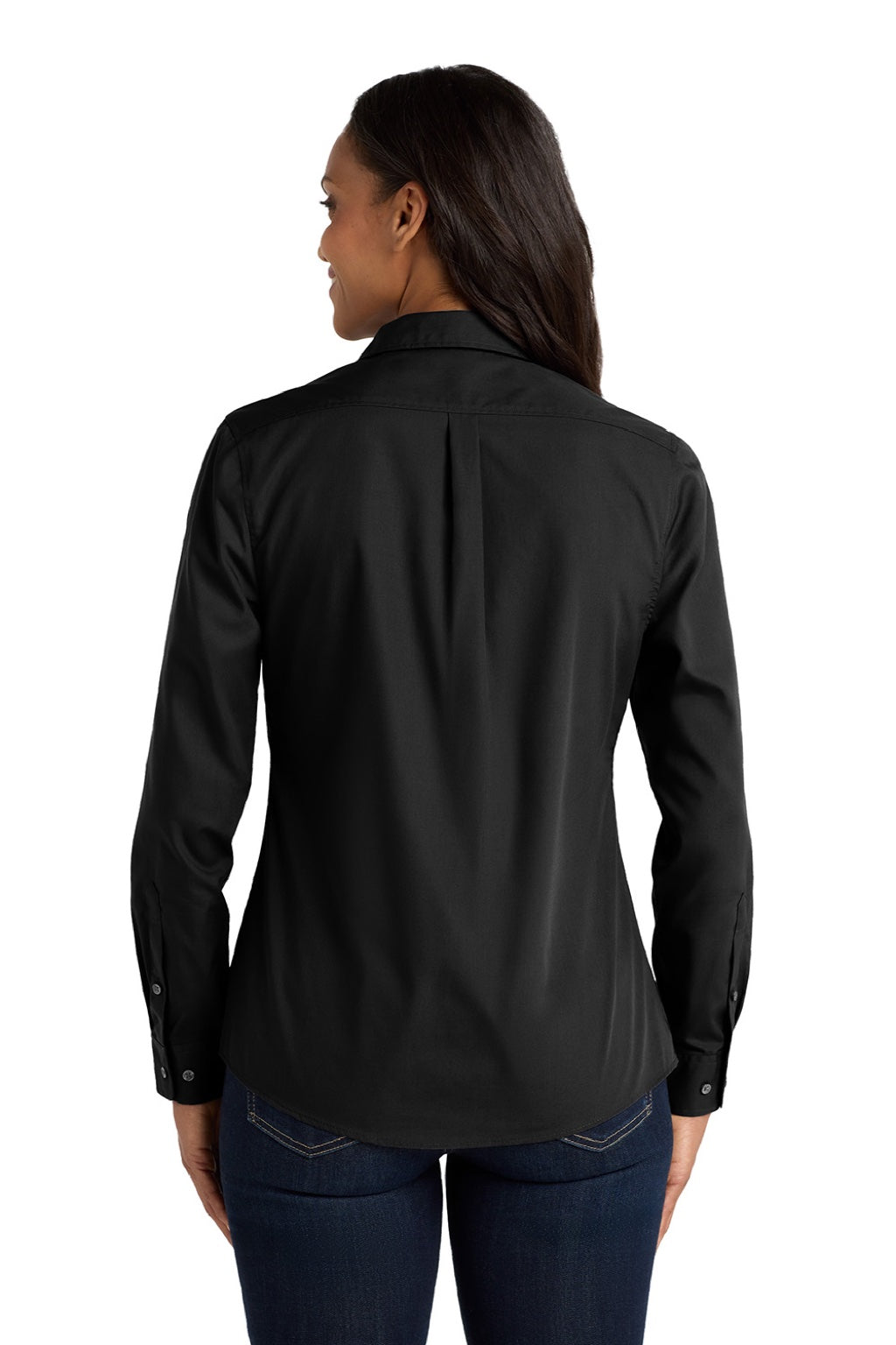 Port Authority LW100 Womens Deep Black Carefree Stain Resistant Long Sleeve Button Down Shirt BigTopShirtShop.com Port Authority LW100 Womens Deep Black Carefree Stain Resistant Long Sleeve Button Down Shirt BigTopShirtShop.com