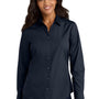 Port Authority Womens Carefree Stain Resistant Long Sleeve Button Down Shirt - River Navy Blue