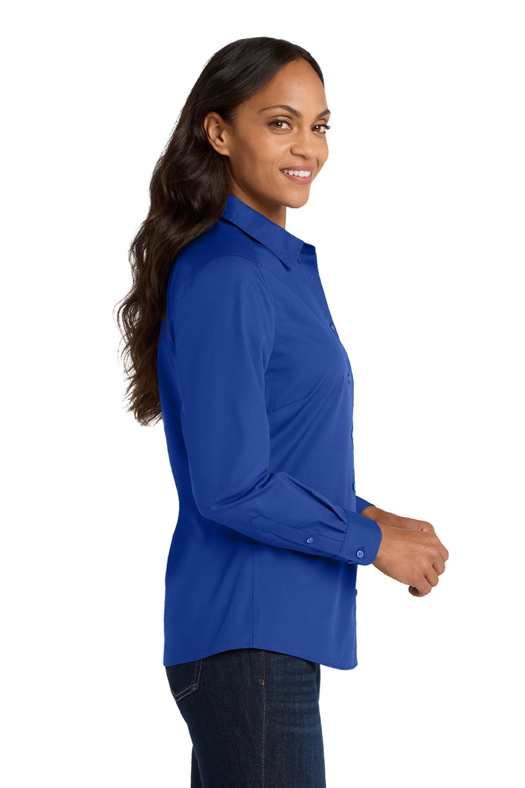 Port Authority LW100 Ladies Long Sleeve Carefree Poplin Shirt - True Royal, 4XL Port Authority LW100 Ladies Long Sleeve Carefree Poplin Shirt - True Royal, 4XL