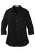Port Authority LW102 Womens Carefree Stain Resistant 3/4 Sleeve Button Down Shirt Deep Black Flat Front
