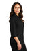 Port Authority LW102 Womens Carefree Stain Resistant 3/4 Sleeve Button Down Shirt Deep Black Model Side