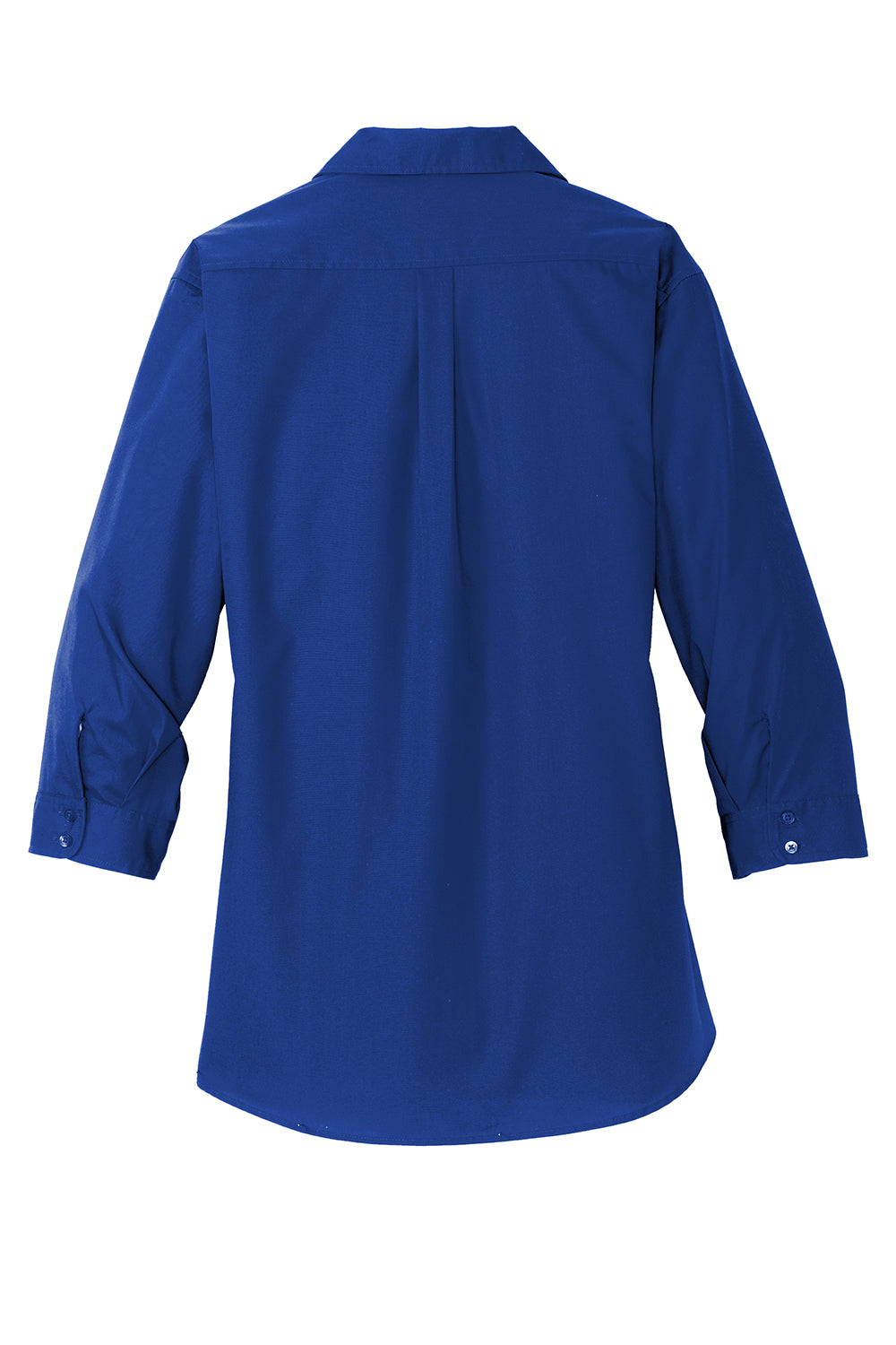 Port Authority LW102 Womens Carefree Stain Resistant 3/4 Sleeve Button Down Shirt True Royal Blue Flat Back
