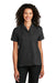 Port Authority LW400 Womens Performance Moisture Wicking Short Sleeve Button Down Camp Shirt Black Model Front