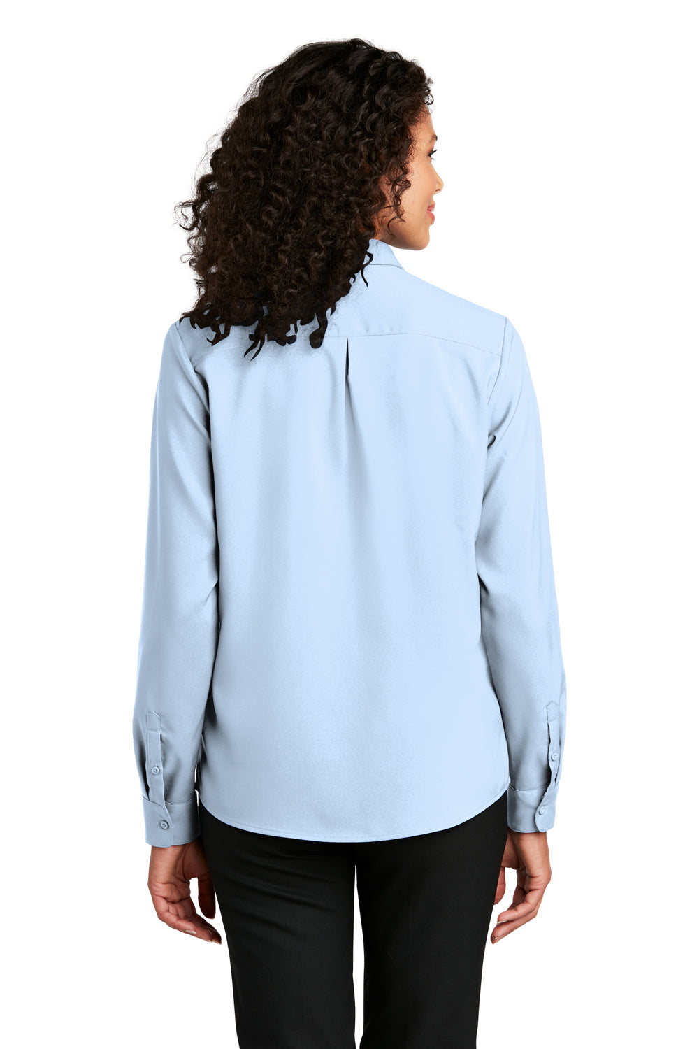 Port Authority LW401 Womens Performance Moisture Wicking Long Sleeve Button Down Shirt Cloud Blue Model Back