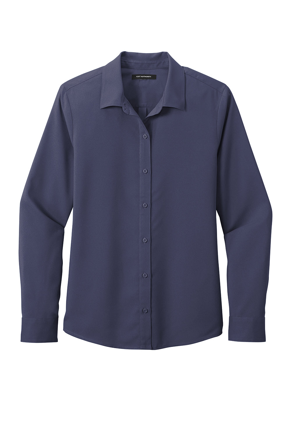 Port Authority LW401 Womens Performance Moisture Wicking Long Sleeve Button Down Shirt True Navy Blue Flat Front