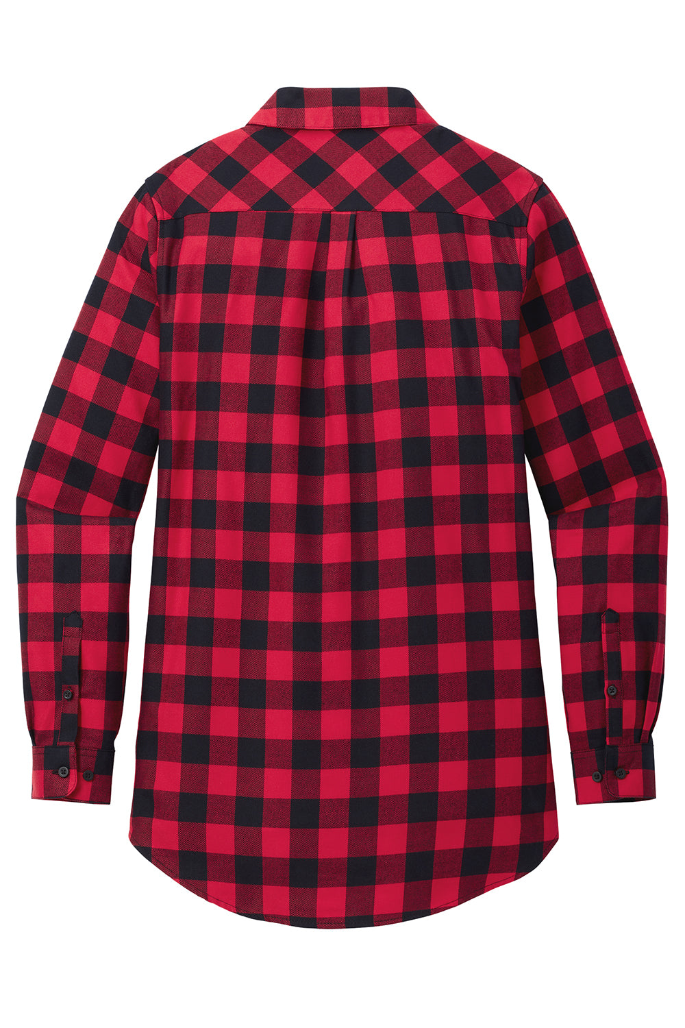 Port Authority LW668 Womens Flannel Long Sleeve Button Down Shirt Red/Black Buffalo Flat Back