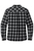 Port Authority LW669 Womens Plaid Flannel Long Sleeve Button Down Shirt w/ Double Pockets Grey/Black Buffalo Flat Back