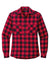 Port Authority LW669 Womens Plaid Flannel Long Sleeve Button Down Shirt w/ Double Pockets Red/Black Buffalo Flat Front