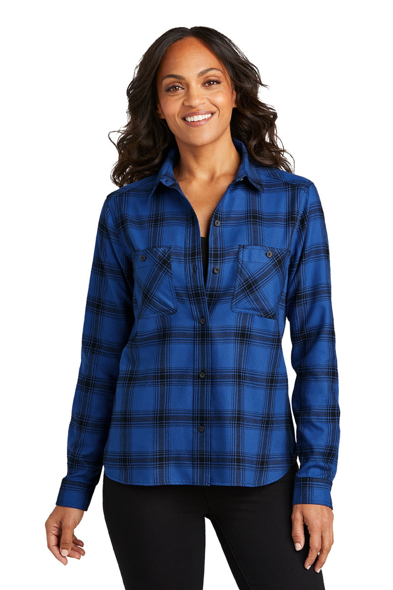 Port Authority LW669 Womens Royal Blue/Black Plaid Plaid Flannel