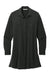 Port Authority LW715 Womens Textured Crepe Long Sleeve Long Body Button Down Tunic w/ Pockets Deep Black Flat Front