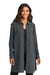 Port Authority LW715 Womens Textured Crepe Long Sleeve Long Body Button Down Tunic w/ Pockets Graphite Grey Model Front