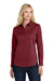 Port Authority LW808 Womens SuperPro Wrinkle Resistant React Long Sleeve Button Down Shirt Burgundy Model Front