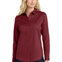 Port Authority Womens SuperPro Wrinkle Resistant React Long Sleeve Button Down Shirt - Burgundy