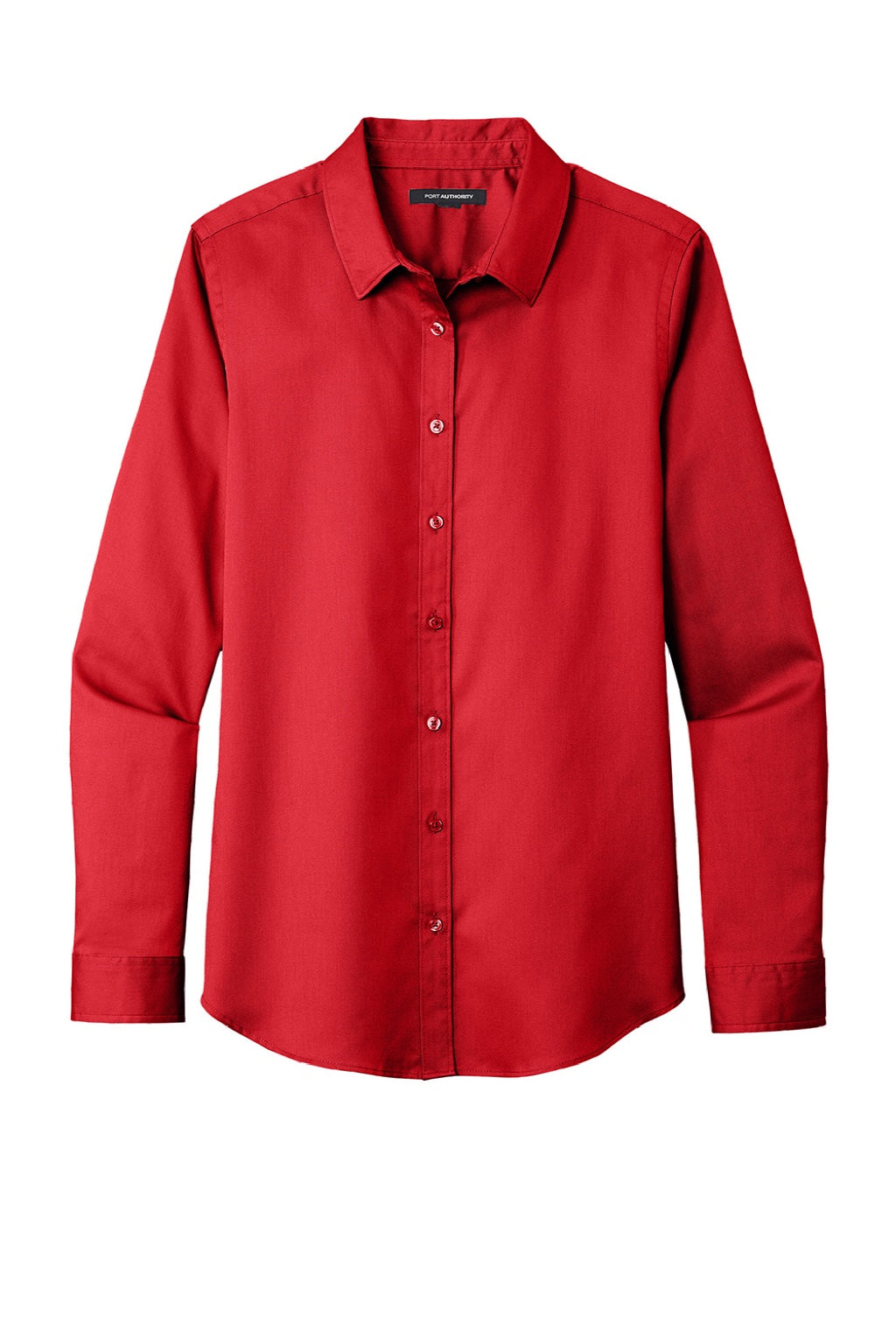 Port Authority LW808 Womens SuperPro Wrinkle Resistant React Long Sleeve Button Down Shirt Rich Red Flat Front