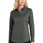 Port Authority Womens SuperPro Wrinkle Resistant React Long Sleeve Button Down Shirt - Storm Grey