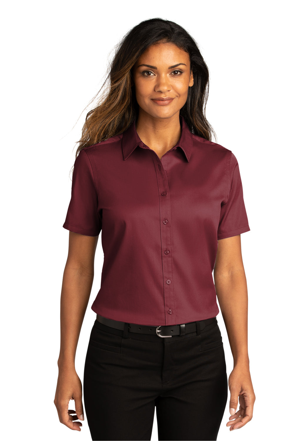Port Authority LW809 Women's Short Sleeve SuperPro React Twill Shirt - Burgundy M Port Authority LW809 Women's Short Sleeve SuperPro React Twill Shirt - Burgundy M