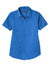 Port Authority LW809 Womens SuperPro Wrinkle Resistant React Short Sleeve Button Down Shirt Strong Blue Flat Front