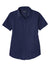 Port Authority LW809 Womens SuperPro Wrinkle Resistant React Short Sleeve Button Down Shirt True Navy Blue Flat Front