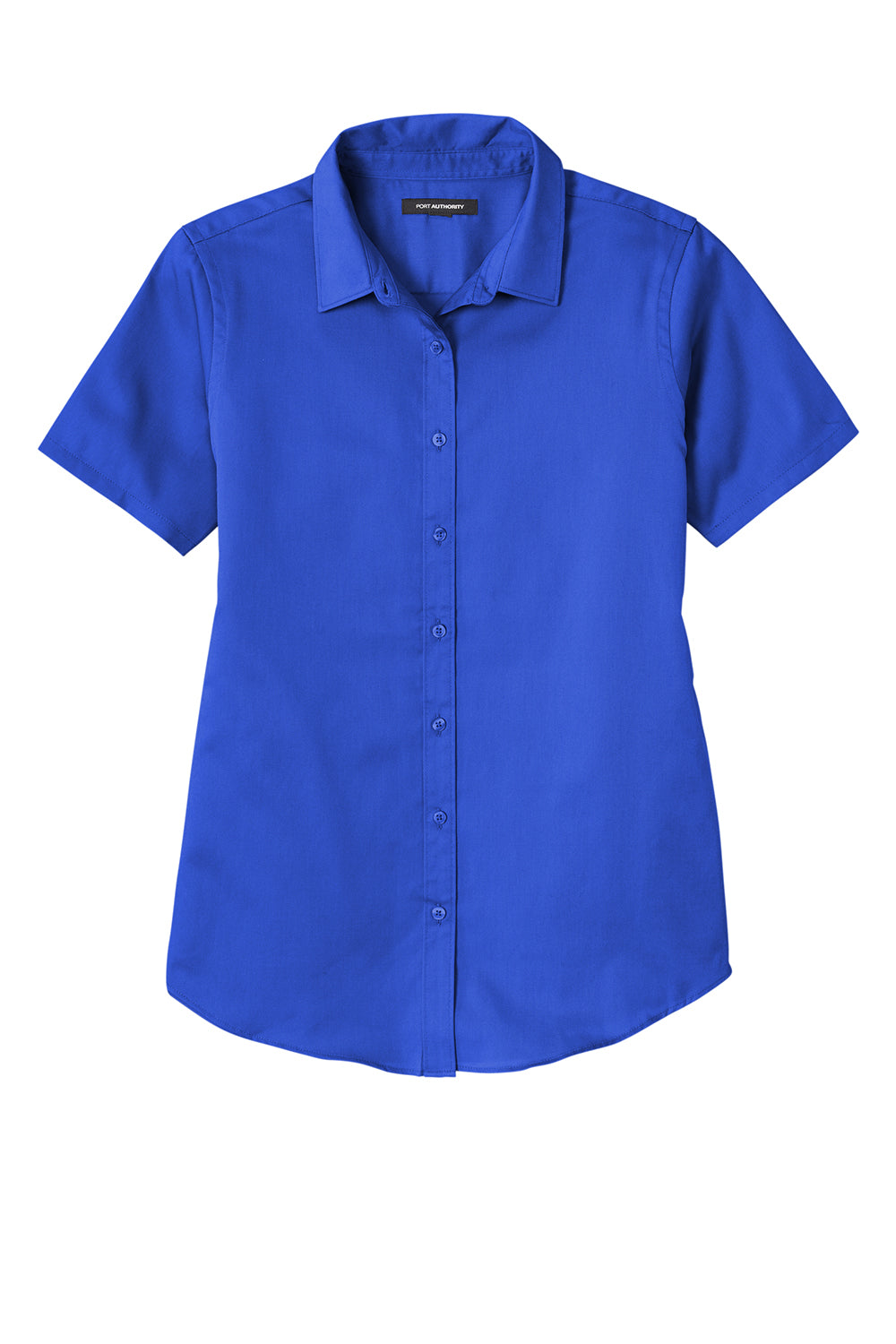 Port Authority LW809 Womens SuperPro Wrinkle Resistant React Short Sleeve Button Down Shirt True Royal Blue Flat Front