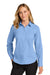 Port Authority LW816 Womens Nailhead Easy Care Long Sleeve Button Down Shirt Swiss Blue Model Front