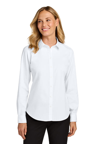 Port Authority LW816 Womens Nailhead Easy Care Long Sleeve Button Down Shirt White Model Front