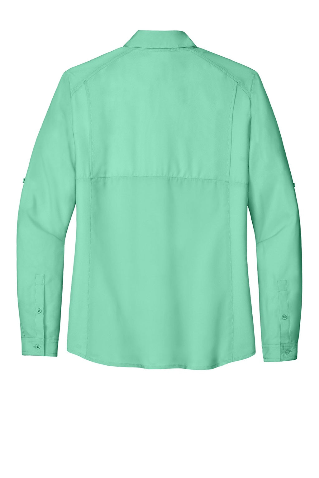 Port Authority LW960 Womens Daybreak Moisture Wicking Long Sleeve Button Down Shirt w/ Pockets Bright Seafoam Green Flat Back