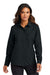 Port Authority LW960 Womens Daybreak Moisture Wicking Long Sleeve Button Down Shirt w/ Pockets Deep Black Model Front