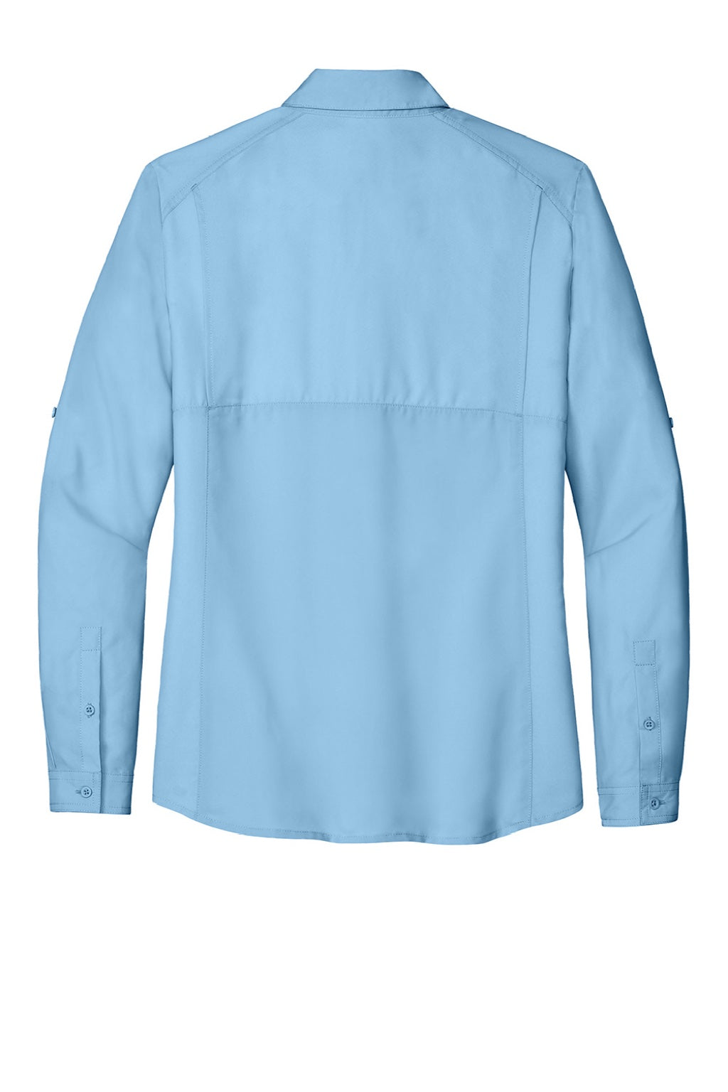 Port Authority LW960 Womens Daybreak Moisture Wicking Long Sleeve Button Down Shirt w/ Pockets Light Blue Flat Back