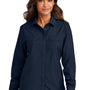 Port Authority Womens Daybreak Moisture Wicking Long Sleeve Button Down Shirt w/ Pockets - True Navy Blue