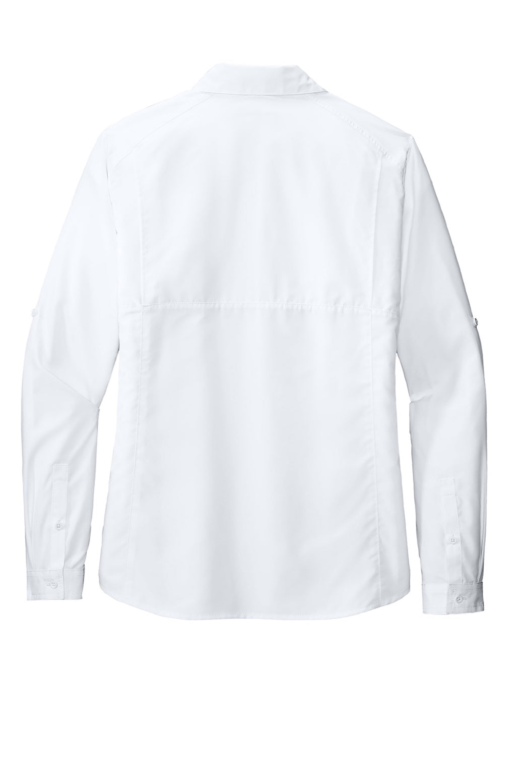 Port Authority LW960 Womens Daybreak Moisture Wicking Long Sleeve Button Down Shirt w/ Pockets White Flat Back