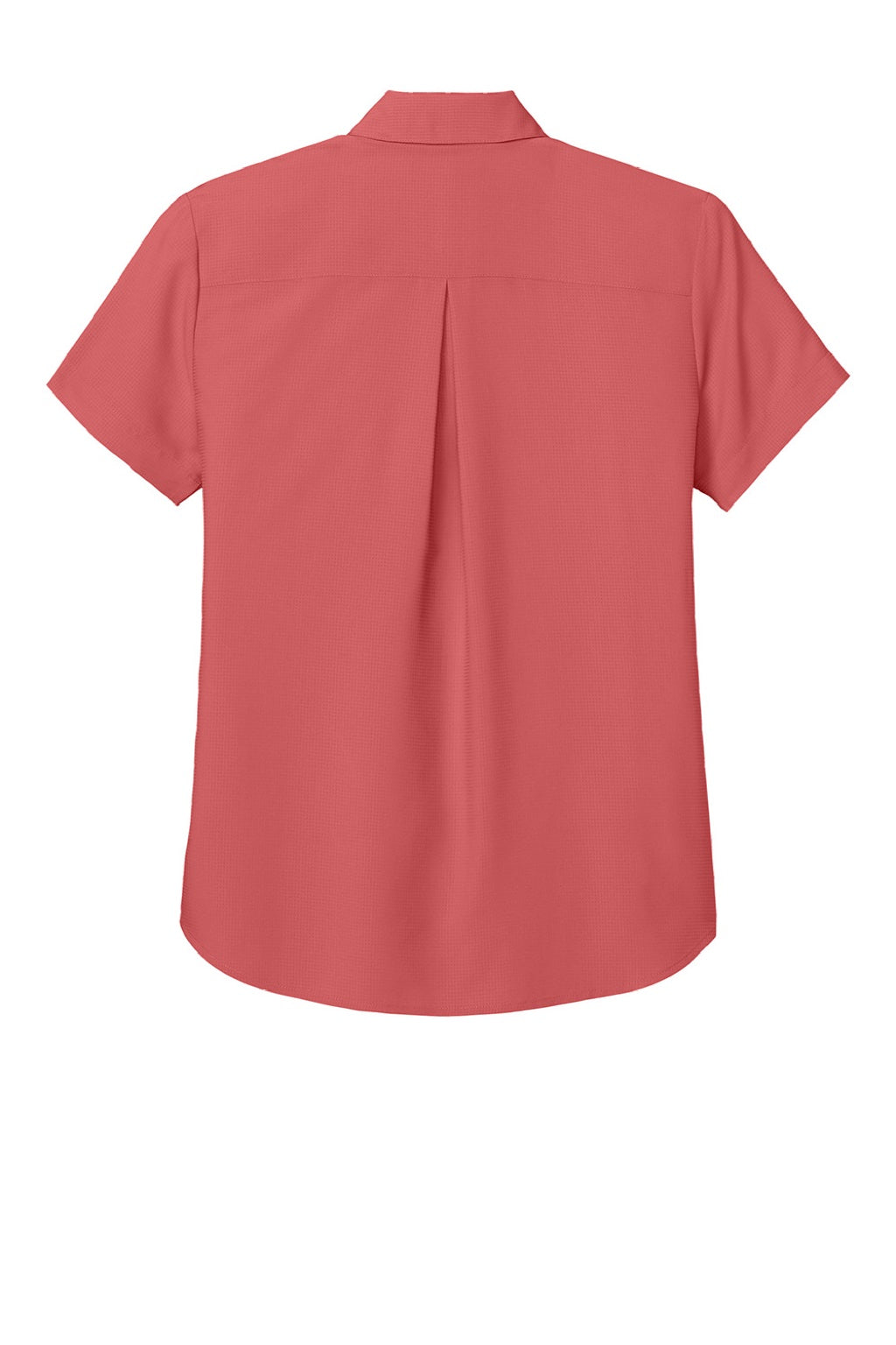 Port Authority LW963 Womens UV Dockside Moisture Wicking Short Sleeve Button Down Shirt Coral Reef Flat Back