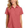 Port Authority Womens UV Dockside Moisture Wicking Short Sleeve Button Down Shirt - Coral Reef