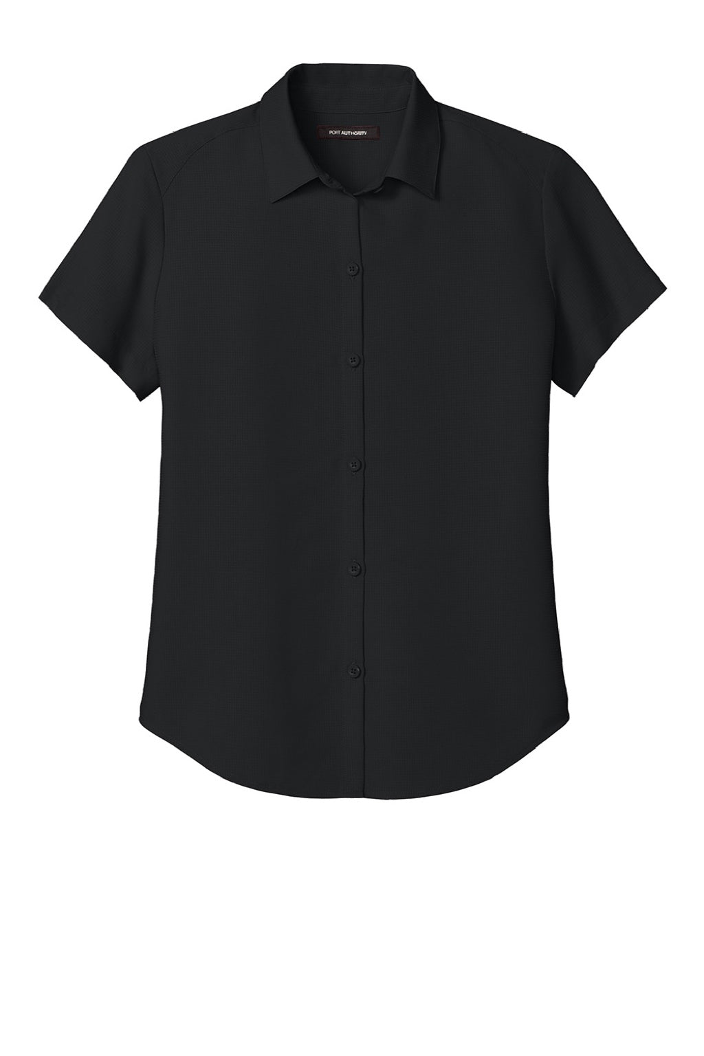 Port Authority LW963 Womens UV Dockside Moisture Wicking Short Sleeve Button Down Shirt Deep Black Flat Front