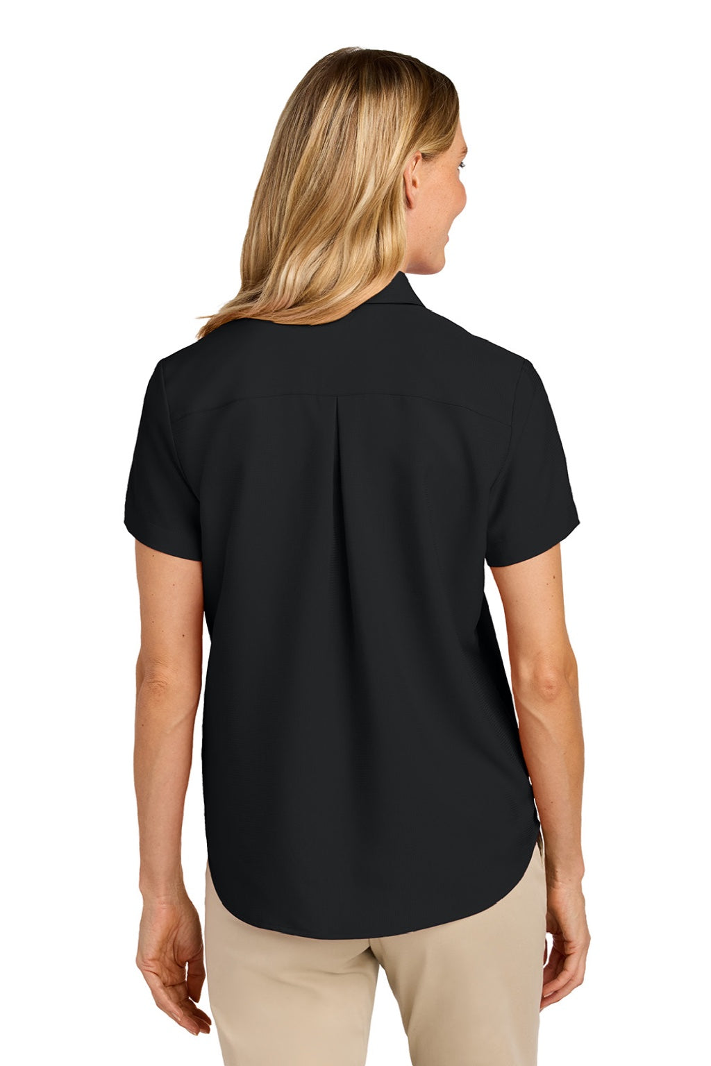 Port Authority LW963 Womens UV Dockside Moisture Wicking Short Sleeve Button Down Shirt Deep Black Model Back