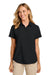 Port Authority LW963 Womens UV Dockside Moisture Wicking Short Sleeve Button Down Shirt Deep Black Model Front