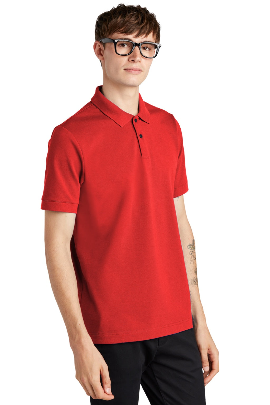 Mercer+Mettle MM1000 Mens Moisture Wicking Short Sleeve Polo Shirt Apple Red Model 3Q
