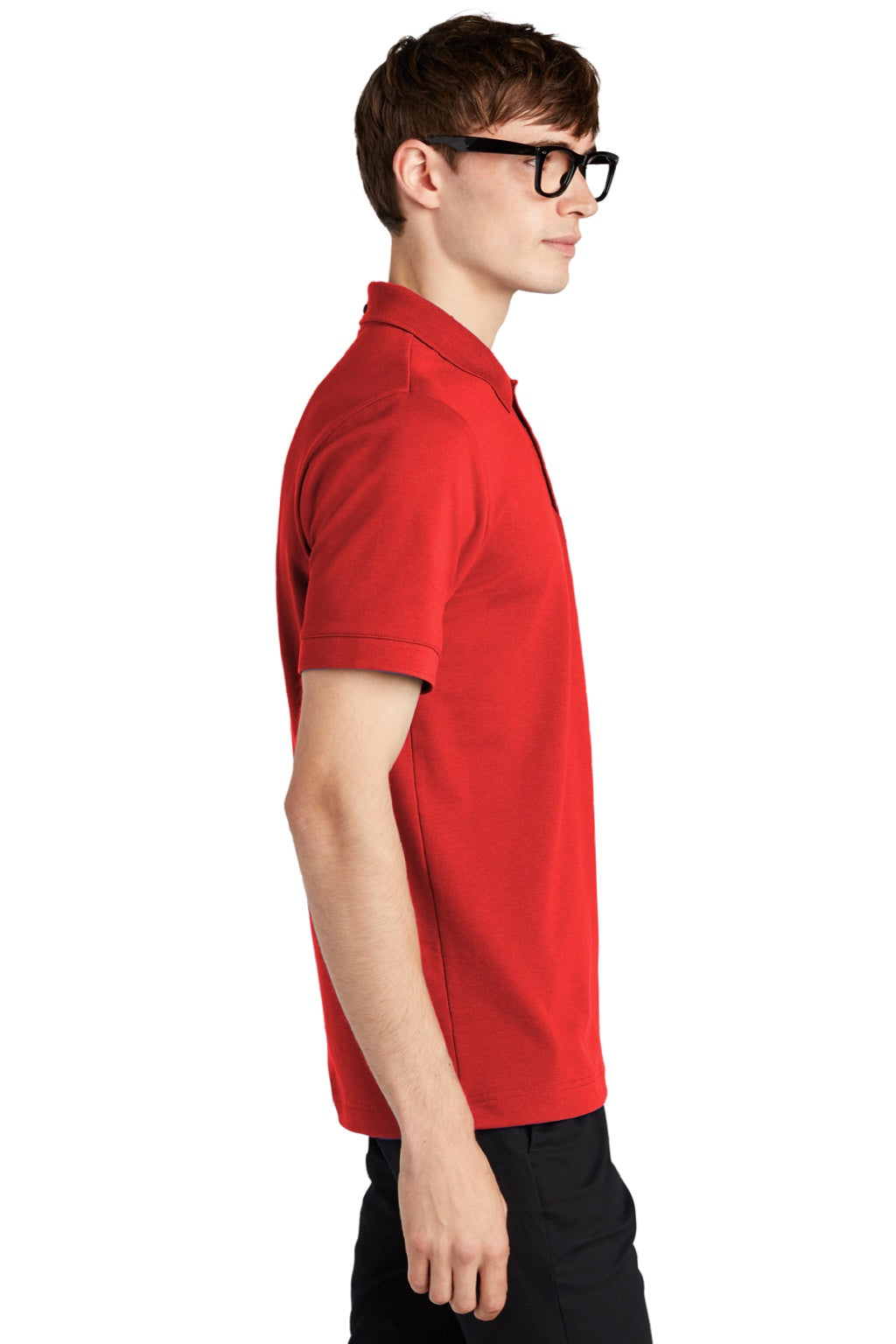 Mercer+Mettle MM1000 Mens Moisture Wicking Short Sleeve Polo Shirt Apple Red Model Side
