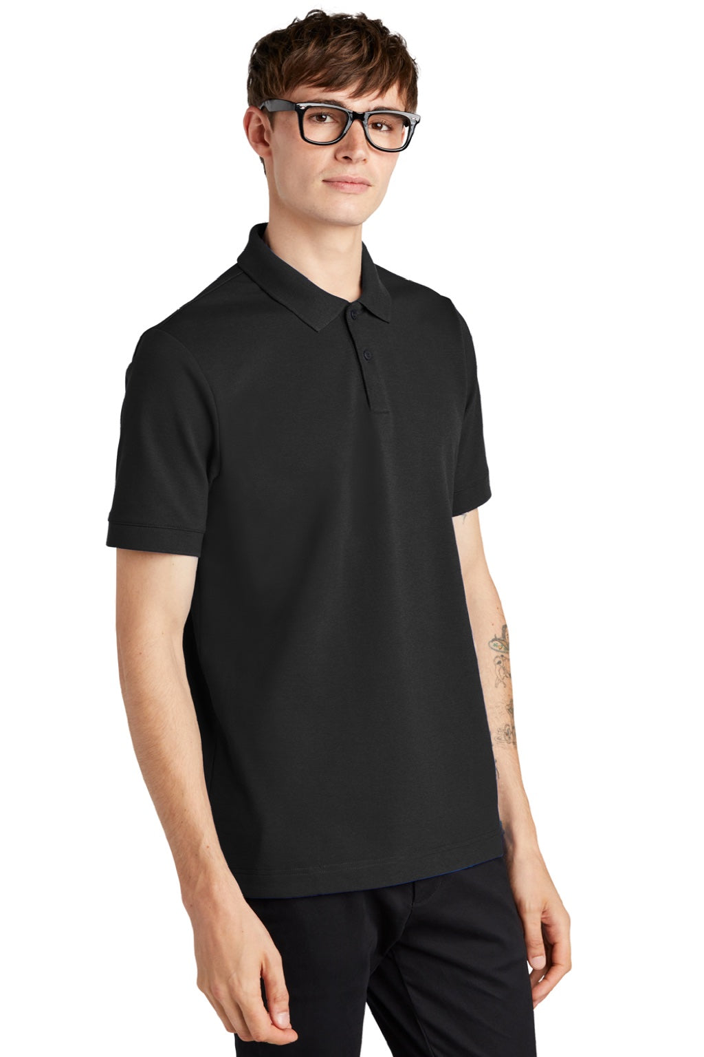 Mercer+Mettle MM1000 Mens Moisture Wicking Short Sleeve Polo Shirt Deep Black Model 3Q