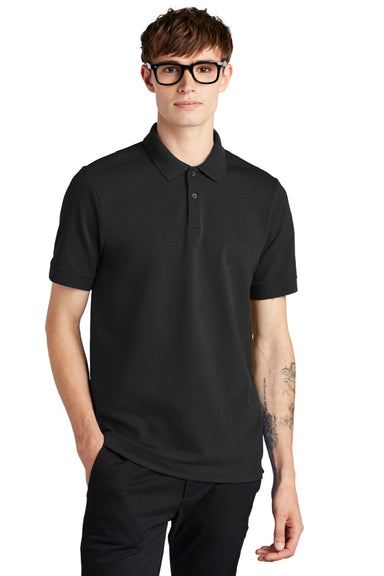 Mercer+Mettle MM1000 Mens Moisture Wicking Short Sleeve Polo Shirt Deep Black Model Front