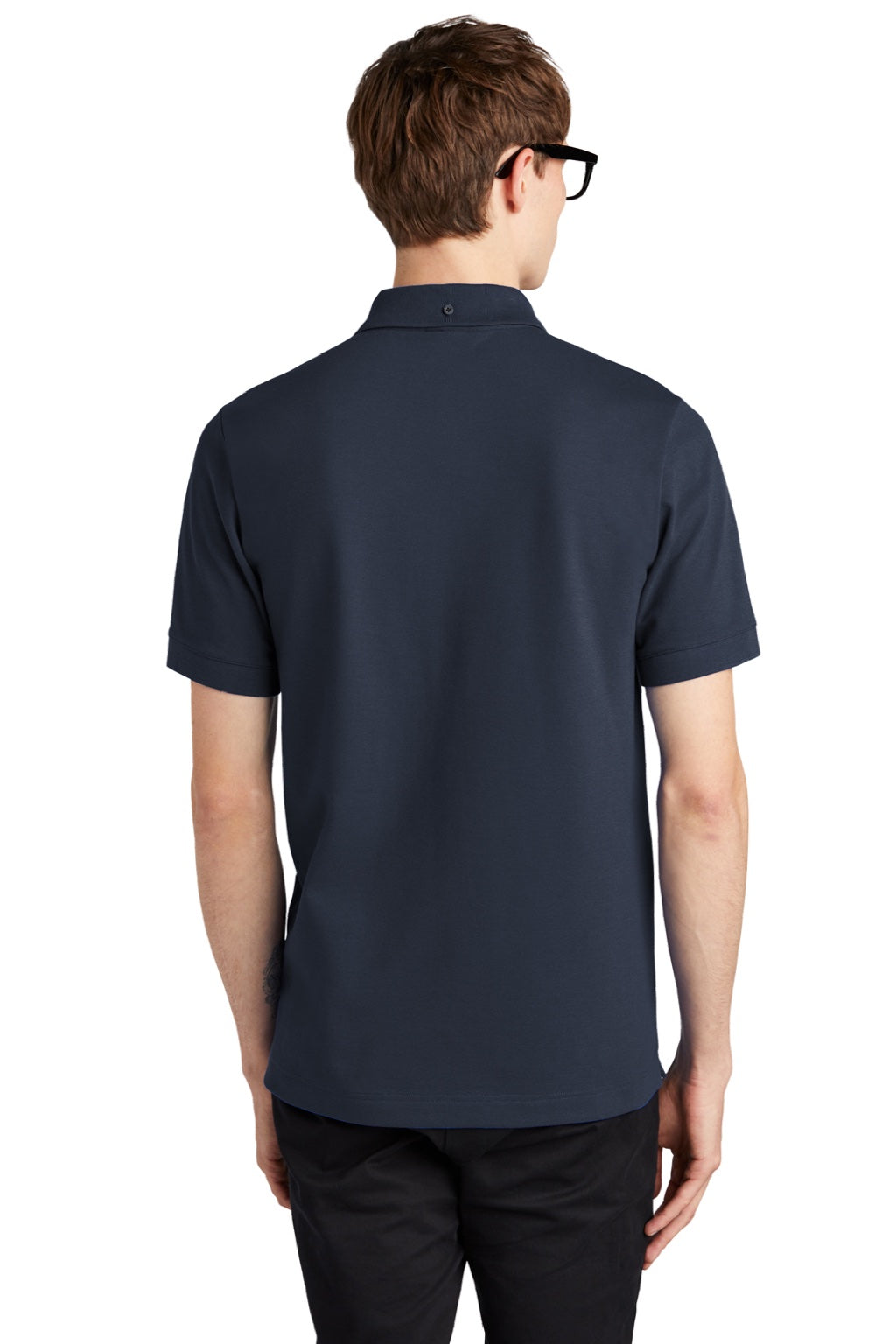Mercer+Mettle MM1000 Mens Moisture Wicking Short Sleeve Polo Shirt Night Navy Blue Model Back