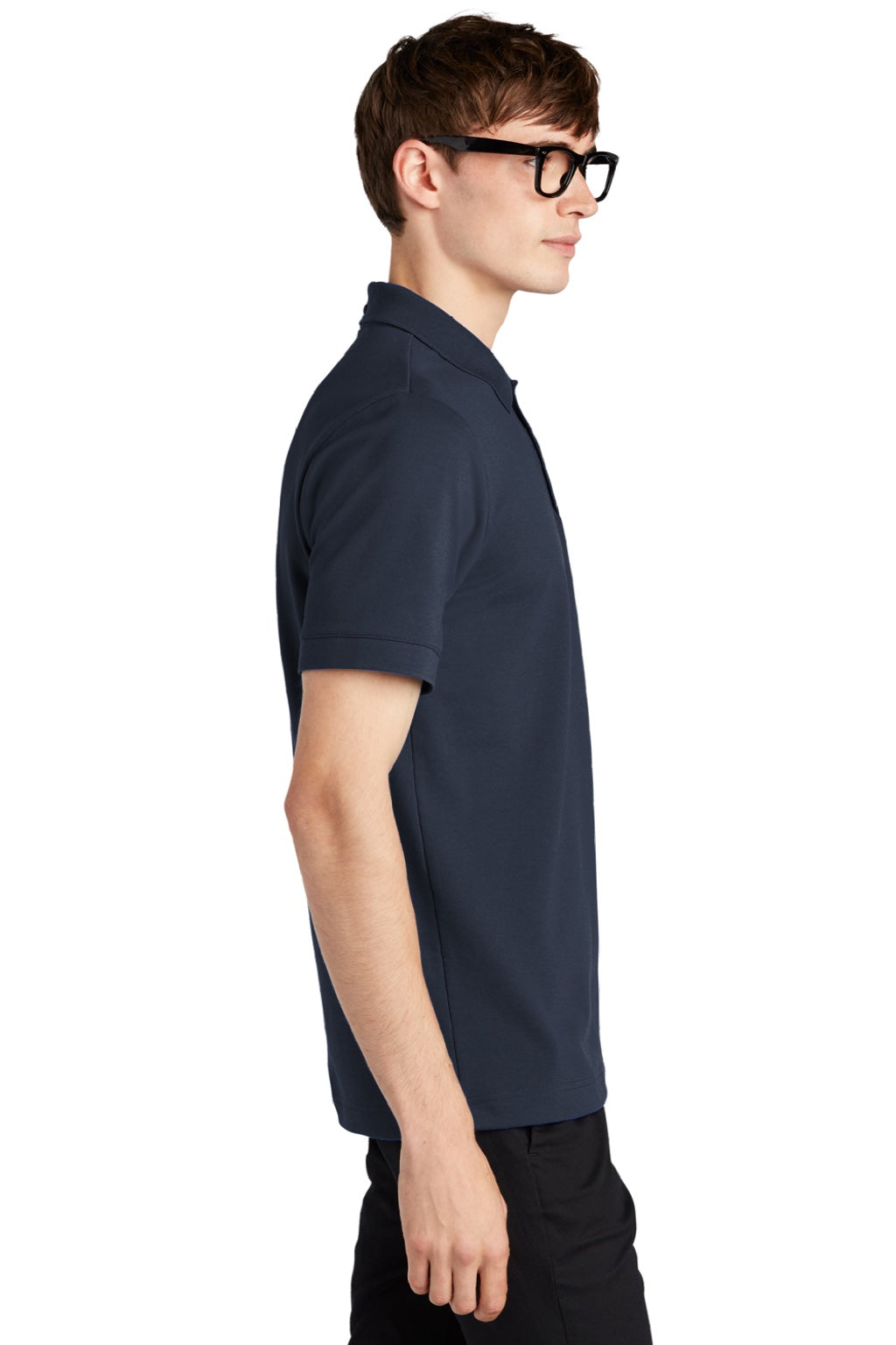 Mercer+Mettle MM1000 Mens Moisture Wicking Short Sleeve Polo Shirt Night Navy Blue Model Side