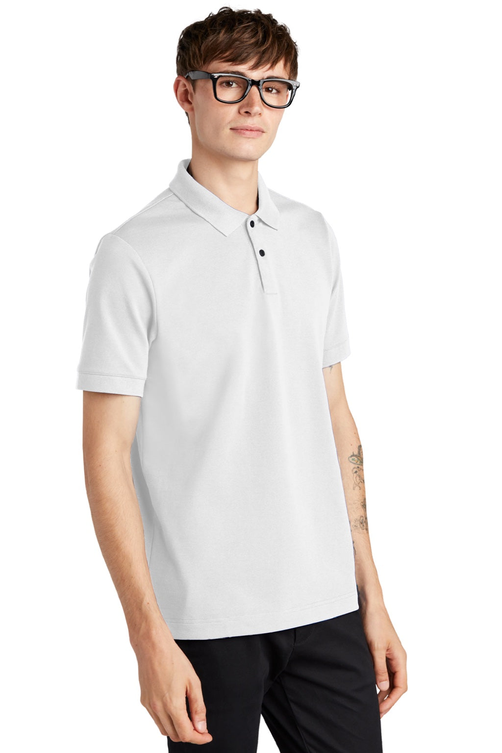 Mercer+Mettle MM1000 Mens Moisture Wicking Short Sleeve Polo Shirt White Model 3Q
