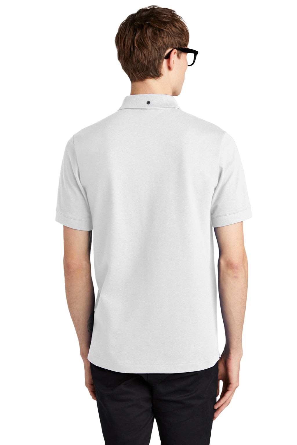 Mercer+Mettle MM1000 Mens Moisture Wicking Short Sleeve Polo Shirt White Model Back