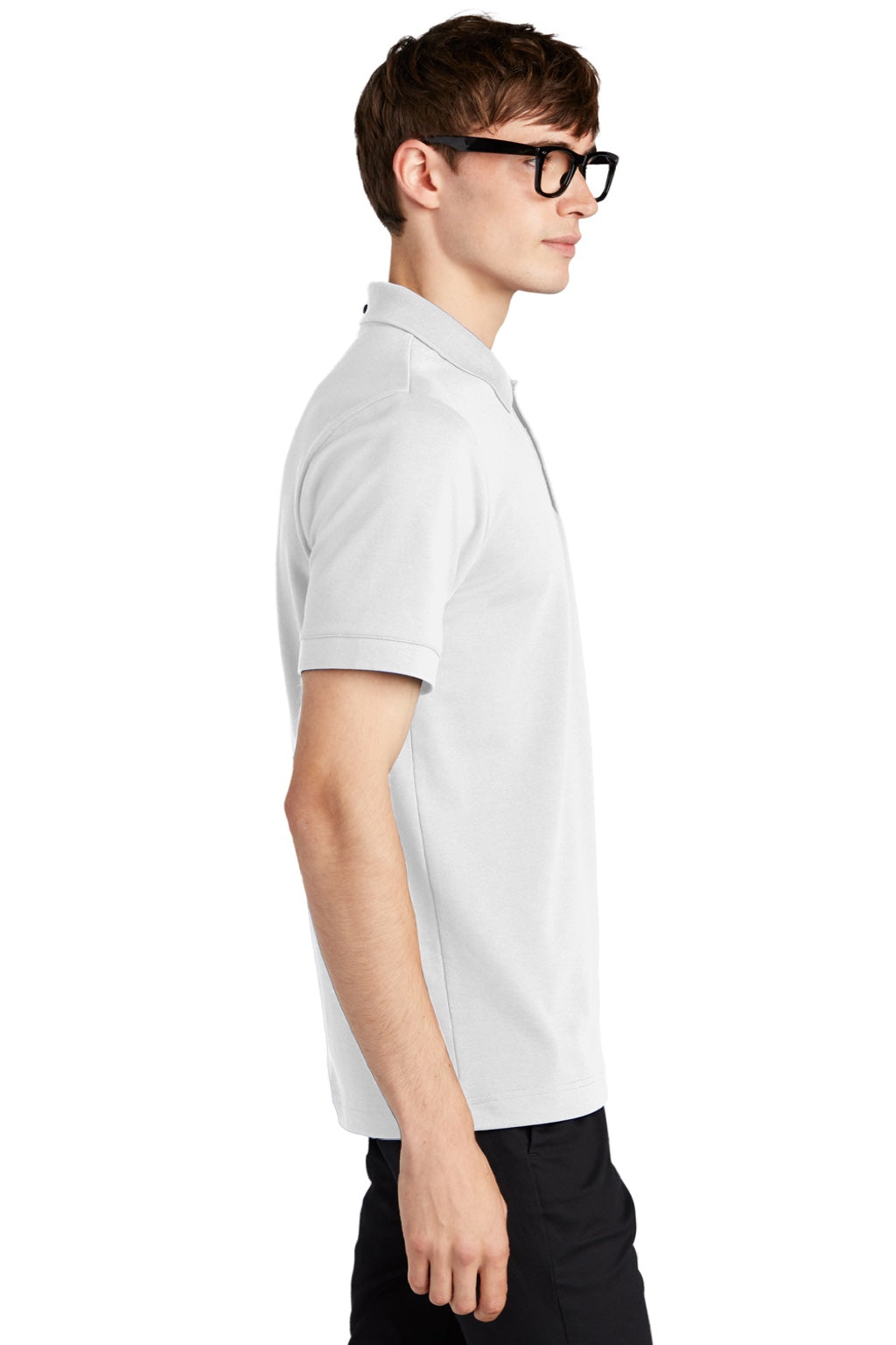 Mercer+Mettle MM1000 Mens Moisture Wicking Short Sleeve Polo Shirt White Model Side
